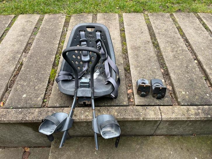 Yepp / GMC fietsstoel aan stuur, Fietsen en Brommers, Fietsaccessoires | Fietsstoeltjes, Gebruikt, Voorzitje, 0 t/m 18 kg, Voetsteuntjes