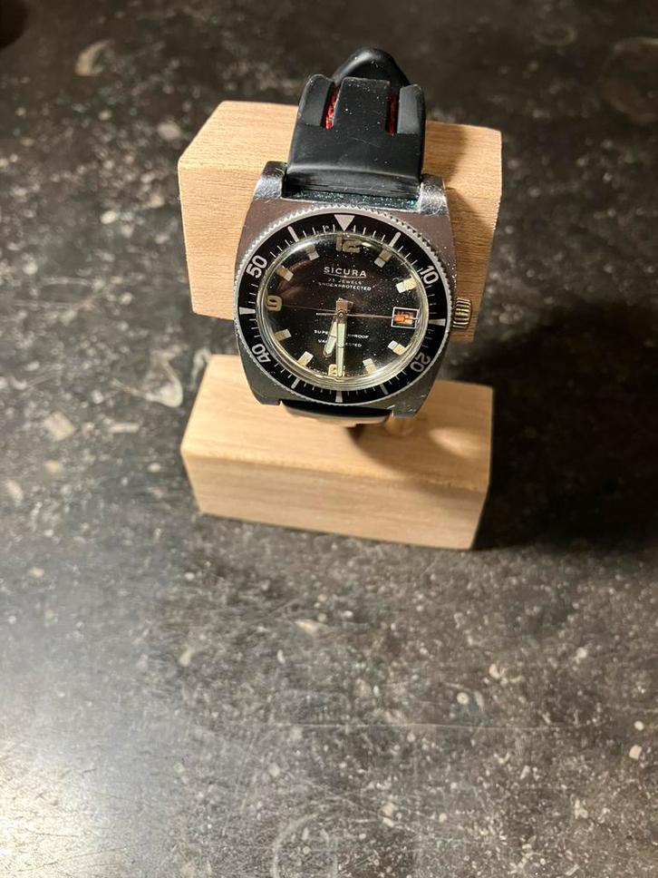Sicura des années 1965, Handtassen en Accessoires, Horloges | Heren, Gebruikt, Polshorloge, Ophalen
