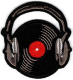 DJ Koptelefoon plaat stoffen opstrijk patch embleem, Collections, Autocollants, Envoi, Neuf