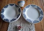 4 Vintage diner borden en 4 soepborden met blauw motief, Antiek en Kunst, Ophalen of Verzenden