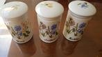 3 decoratieve voorraadpot(thee-koffie-suiker), Huis en Inrichting, Ophalen, Zo goed als nieuw, Overige materialen, Pot, Bus of Blik