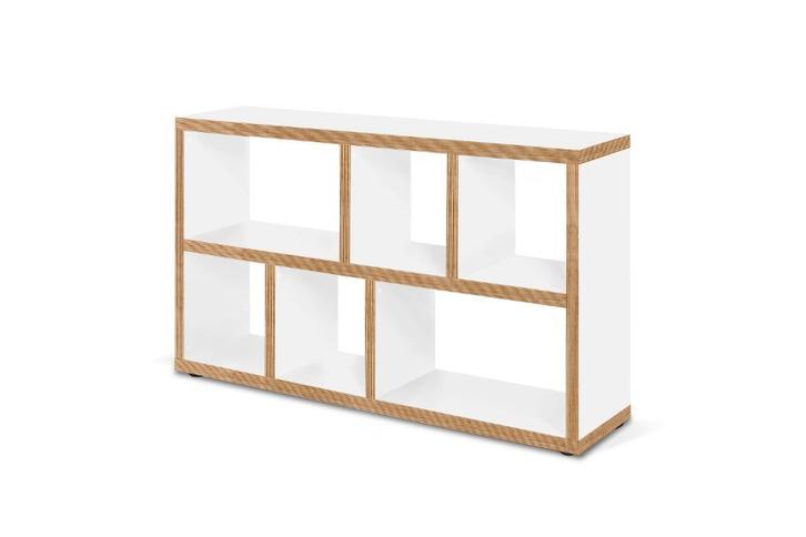 Boeken-/opberg-/tvkast met 1 houten opbergbox - wit/plywood, Huis en Inrichting, Kasten | Boekenkasten, Zo goed als nieuw, 50 tot 100 cm