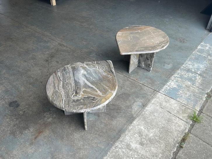 Salontafels marmer traanvorm Duitsland 1980s, set van 2, Huis en Inrichting, Tafels | Salontafels, Gebruikt, Minder dan 50 cm