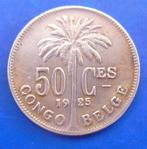 1925 50 centimes Congo belge en FR, Timbres & Monnaies, Monnaies | Belgique, Envoi, Monnaie en vrac, Métal