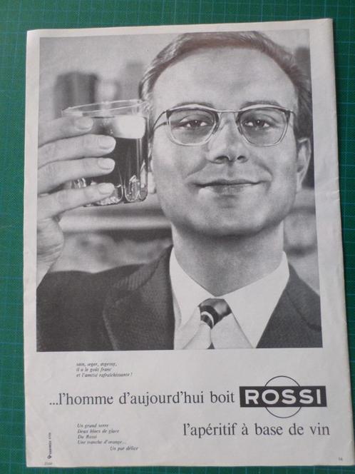 Rossi apéritif boisson - publicité papier - 1967, Verzamelen, Merken en Reclamevoorwerpen, Gebruikt, Overige typen, Ophalen of Verzenden