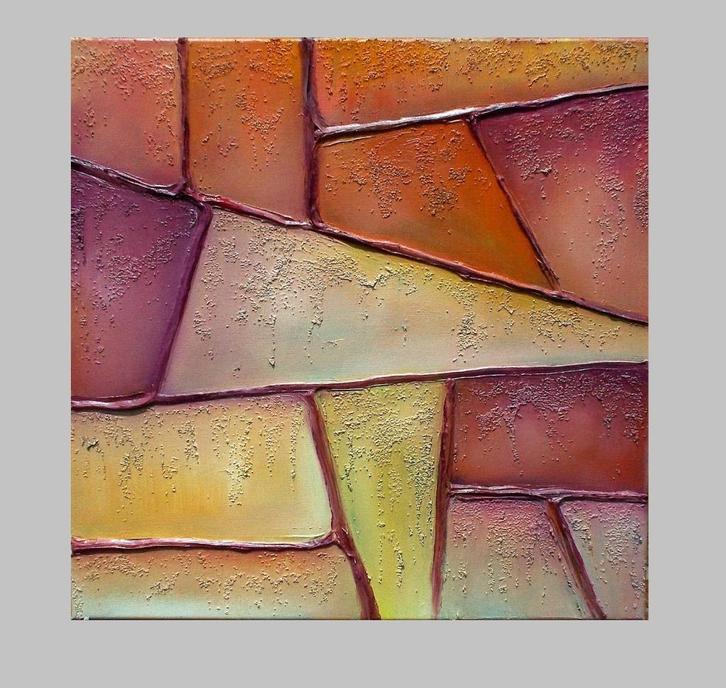 " Brics " Acrylschilderij op canvasdoek, Antiquités & Art, Art | Peinture | Moderne, Enlèvement ou Envoi