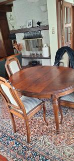Antieke tafel met 5 stoelen, Huis en Inrichting, Complete eetkamers, Ophalen