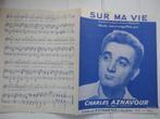 Charles Aznavour - partition musicale "sur ma vie" - 1955, Musique & Instruments, Utilisé, Partitions musicales, Enlèvement ou Envoi