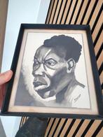 Vintage aquarel kunst tribal Afrika gesigneerd schilderij, Enlèvement ou Envoi