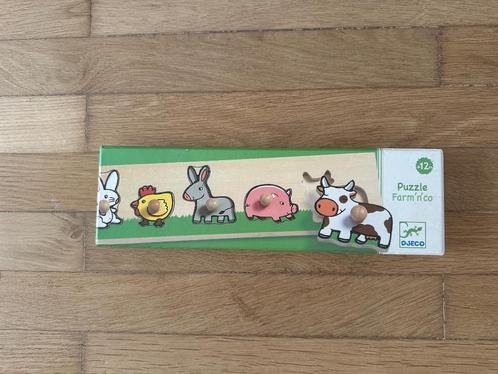 Puzzel Farm Djeco - +12 maanden, Kinderen en Baby's, Speelgoed | Kinderpuzzels, Zo goed als nieuw, 6 maanden tot 2 jaar, Van hout