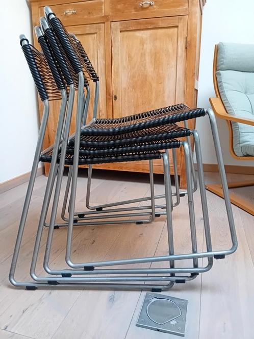 4 vintage Ikea spaghetti Melker stoelen Lisa Norinder, Huis en Inrichting, Stoelen, Gebruikt, Kunststof, Ophalen