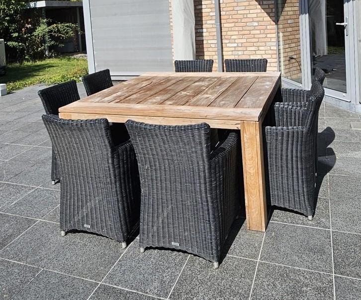 Tuinset van gerecycled teakhout, Tuin en Terras, Tuinsets en Loungesets, Gebruikt, Aluminium, Ophalen