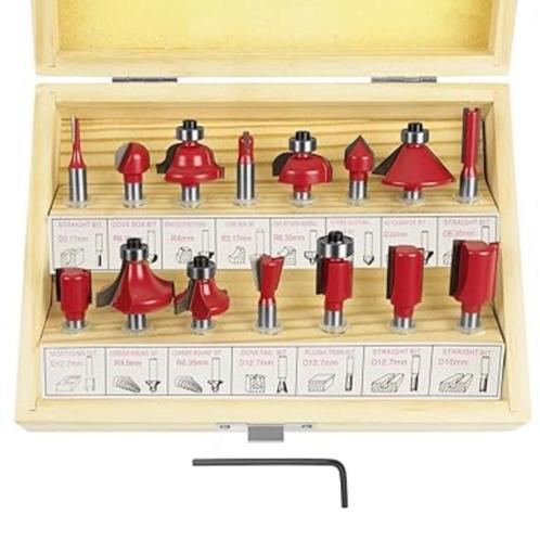Bovenfrees | Set met 15 freesstiften | Nieuw, Doe-het-zelf en Bouw, Gereedschap | Freesmachines, Nieuw, Accu, Bovenfrees, Ophalen of Verzenden
