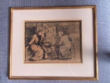 T.A.Steinlen - Beau Dessin à l'Encre (signé) (1890)  beschikbaar voor biedingen
