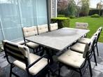 Tuintafel in arduin met 8 stoelen + kussens, Jardin & Terrasse, Rectangulaire