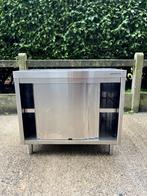 RVS werkkast/opbergkast met 2 schuifdeuren, werkbank, Ophalen, Inox Meubilair