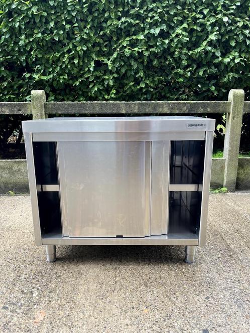 RVS werkkast/opbergkast met 2 schuifdeuren, werkbank, Zakelijke goederen, Horeca | Keukenapparatuur, Inox Meubilair, Ophalen