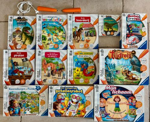 Groot lot Tip toi - 2 pennen 7 boeken 5 spellen, Hobby en Vrije tijd, Gezelschapsspellen | Overige, Zo goed als nieuw, Vijf spelers of meer