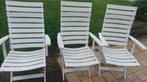 3 chaises de jardin blanches, Jardin & Terrasse, Chaises de jardin, Enlèvement, Utilisé, Plastique, Ajustable