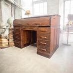 Vintage houten Amerikaanse bureau met rolluik deur, Ophalen of Verzenden