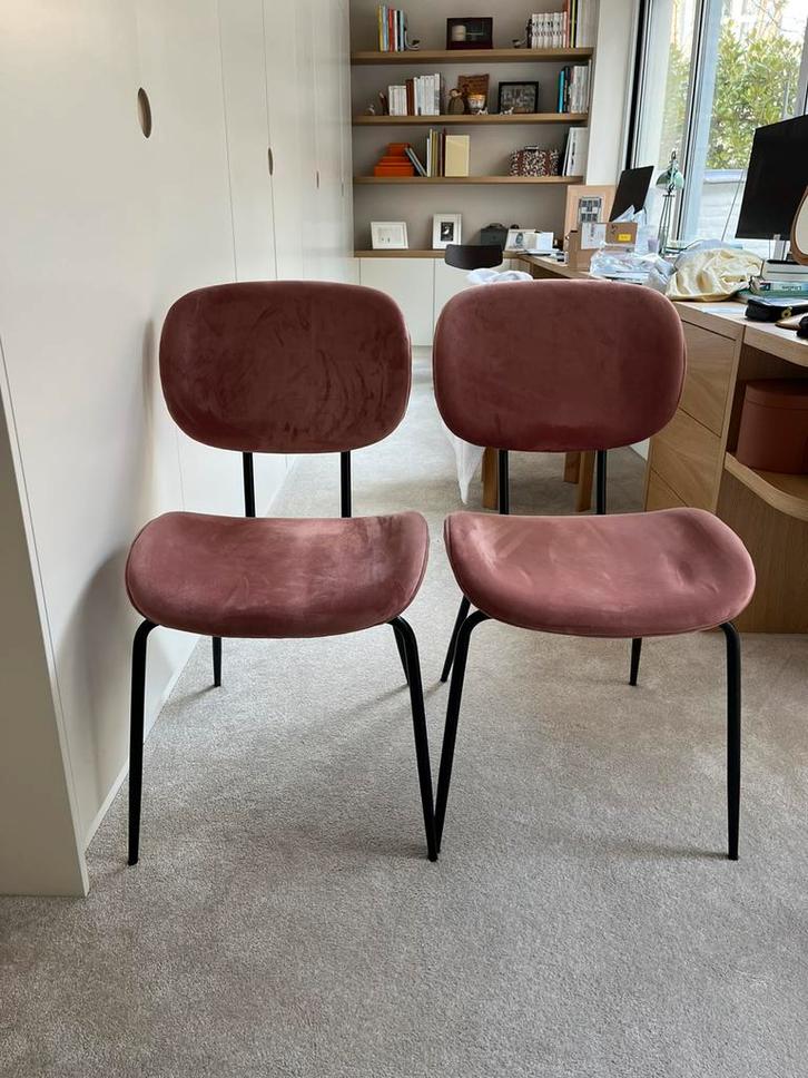 2 x Chaises HK living - velvet sable, Maison & Meubles, Chaises, Utilisé, Deux, Synthétique, Métal, Tissus, Noir, Enlèvement