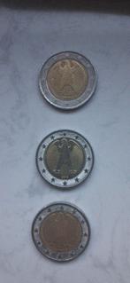 3 unieke Duitse 2 euromunten met letter D, F en G, Monnaie en vrac, Argent, Enlèvement, 2 euros