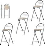 Lot de 4 Chaises de bar pliantes H 61cm, Neuf, 4 tabourets, Avec repose-pieds, Enlèvement ou Envoi