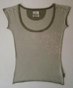 Freesoul : topje / t-shirt gestreept kaki-écru-wit / XS (S), Vêtements | Femmes, Tops, Taille 34 (XS) ou plus petite, Sans manches