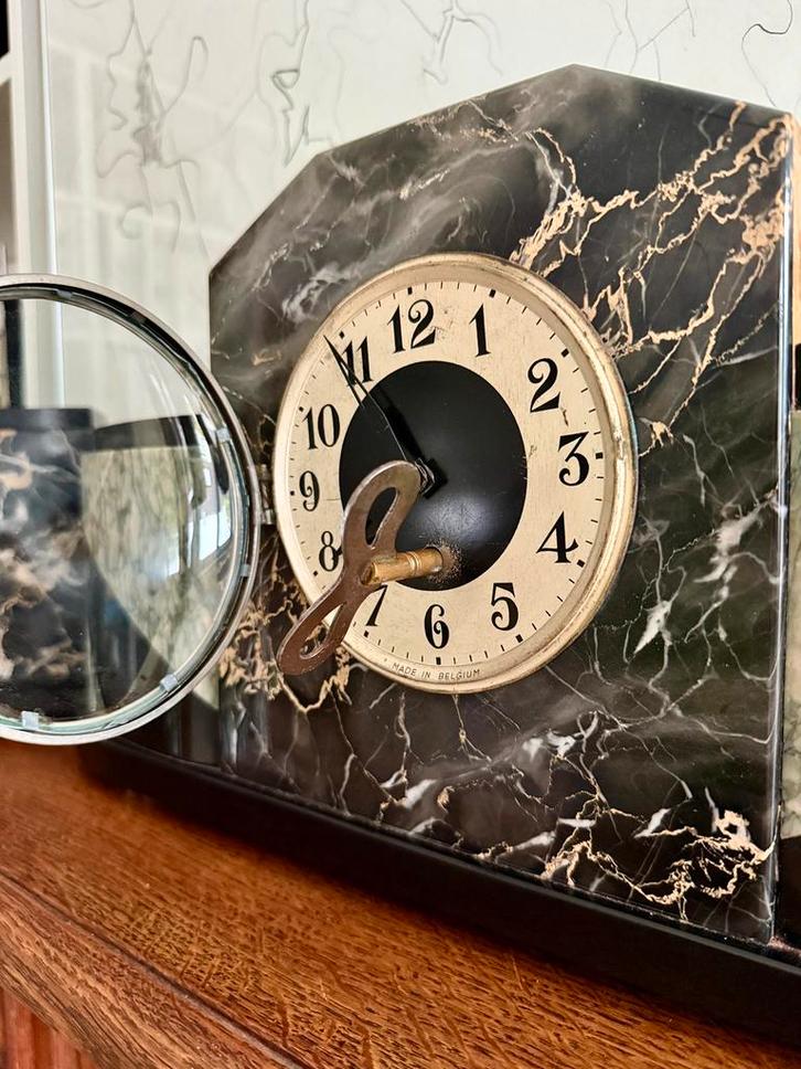 Art deco marmeren schouwgarnituur, Antiek en Kunst, Antiek | Klokken, Ophalen