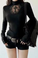 Prachtige zwarte Gothic top / shirt met kruis, Ophalen of Verzenden, Nieuw, Maat 36 (S), Lange mouw