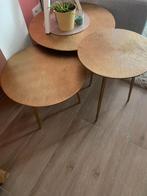 Set van 3 gouden ronde tafeltjes . Zgan., Huis en Inrichting, Ophalen, Zo goed als nieuw