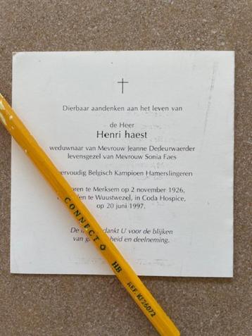BELGISCH KAMPIOEN "HAMERSLINGEREN" DHR HENRI HAEST MERKSEM beschikbaar voor biedingen