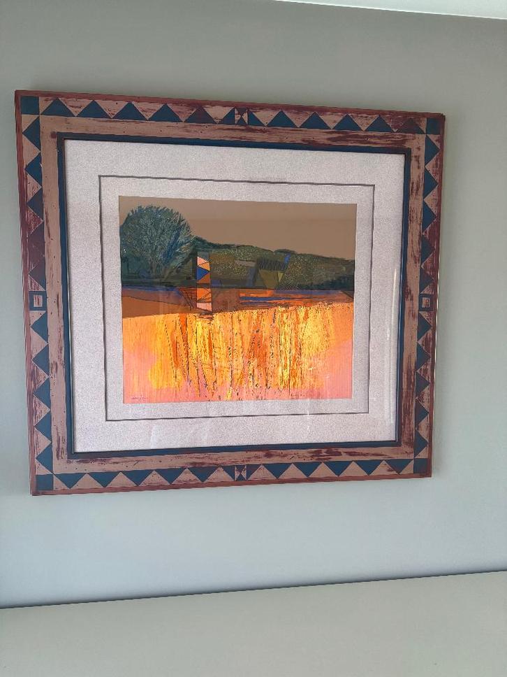 Abstract landschap in warme aardetinten, Antiek en Kunst, Kunst | Schilderijen | Abstract, Ophalen