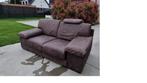 2 zit - sofa - zetel / Bruin leder, 150 tot 200 cm, Gebruikt, Leer, Ophalen of Verzenden