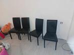 4 chaise en simili noir, Zwart