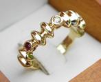18KT ring met Briljant geslepen diamanten en Robijnen, Ophalen of Verzenden, Met edelsteen, Dame, Rood