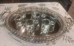 Zilverkleurig dienblad met 8 desserglaasjes, Enlèvement, Comme neuf