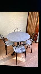 Keukentafel met 4 stoelen, Huis en Inrichting, 50 tot 100 cm, Rond, Vier personen, Metaal
