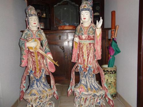 *2 zéér grote prachtige antieke houten beelden (19e eeuw), Antiek en Kunst, Kunst | Beelden en Houtsnijwerken, Ophalen