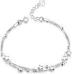 Mini Star Elegante Kralen bedelarmband 925 Sterling zilver, Handtassen en Accessoires, Armbanden, Verzenden, Nieuw, Zilver, Zilver