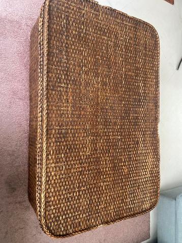 Grote rieten salontafel/opbergkoffer – 135 x 90 x 45 cm  beschikbaar voor biedingen