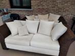 Witte rieten salon, Tuin en Terras, Tuinsets en Loungesets, Ophalen, 3 zitplaatsen, Zo goed als nieuw, Bank