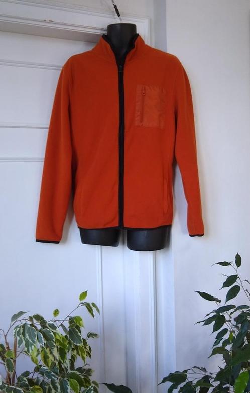 Zalig warme oranje polar fleece met borstzakje, maatje M, Kleding | Heren, Truien en Vesten, Zo goed als nieuw, Maat 48/50 (M)