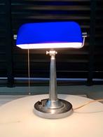 Art Deco Notaris Lamp dubbel glas donkerblauw/wit, Antiek en Kunst, Ophalen of Verzenden