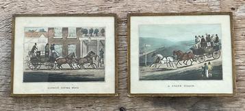 2 vintage decoratieve prenten met paarden london royal mail