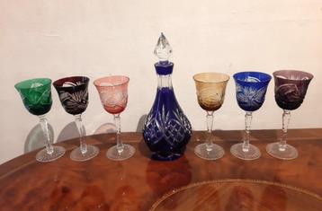 Boheemse kristallen glazen en karaf, Antiek en Kunst, Antiek | Glaswerk en Kristal, Ophalen of Verzenden