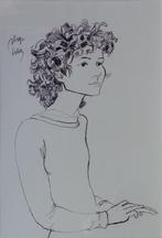 SERGE CREUZ / JEUGDIG PERSOON / ORIGINEEL WERK / 74x57cm KAD, Antiek en Kunst, Ophalen