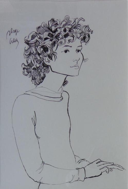 SERGE CREUZ / JEUGDIG PERSOON / ORIGINEEL WERK / 74x57cm KAD, Antiek en Kunst, Kunst | Schilderijen | Modern, Ophalen