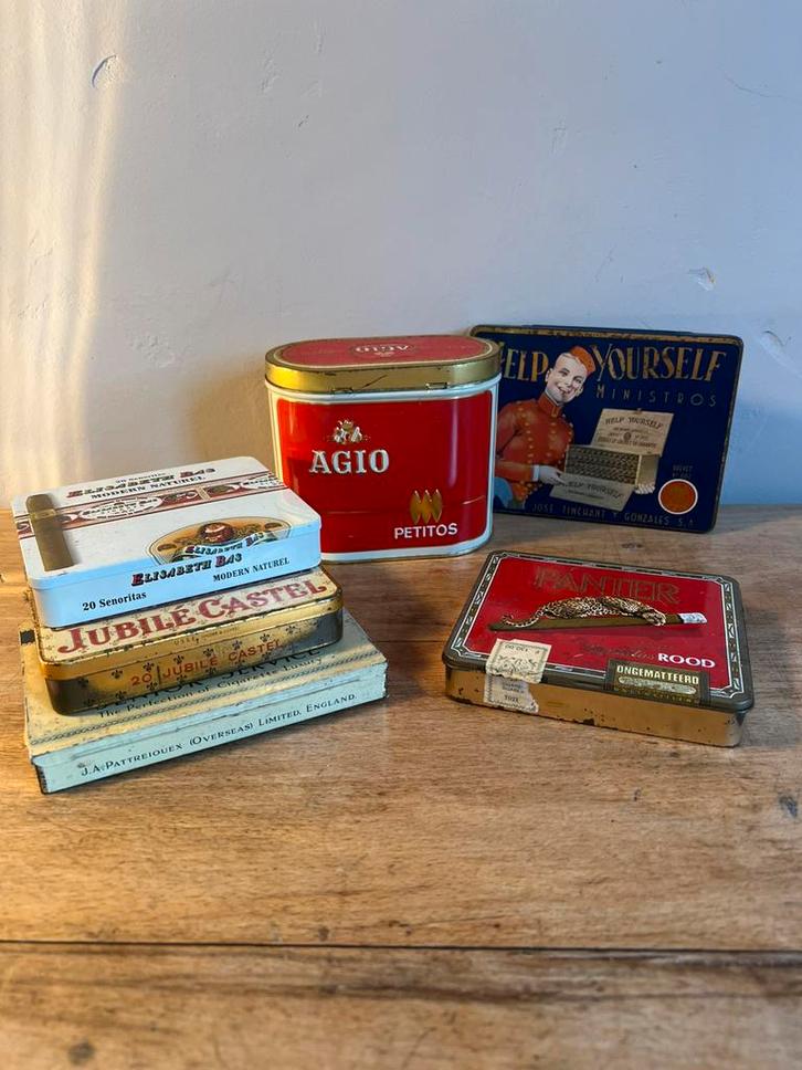 Lot de boîtes en métal pour cigares et cigarettes de luxe, Verzamelen, Blikken, Gebruikt, Overige, Overige merken, Ophalen