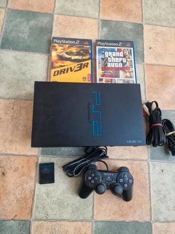 PS2 Fat + 1 manette + carte mémoire + 2 jeux
 beschikbaar voor biedingen